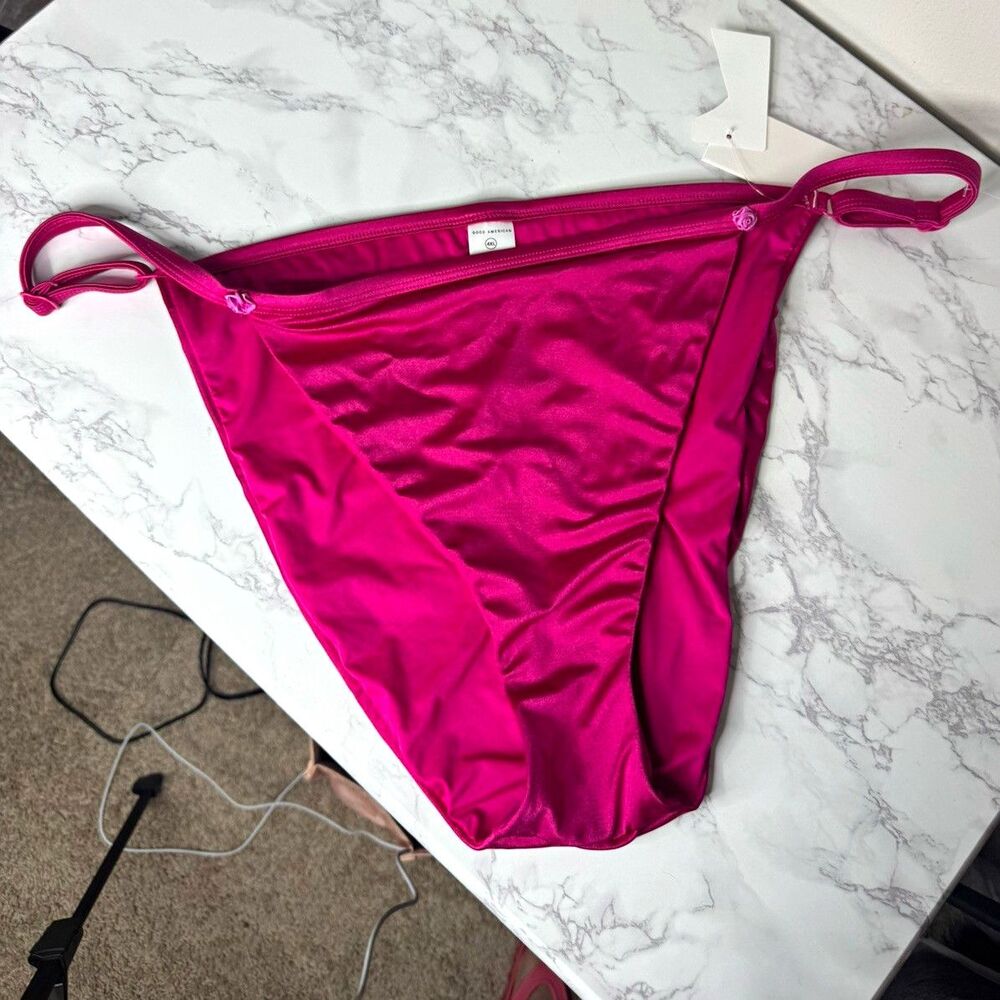 Good American Fuchsia Solid Stretch Bikini Swim Bottom Women's Plus 4XL GSW1200